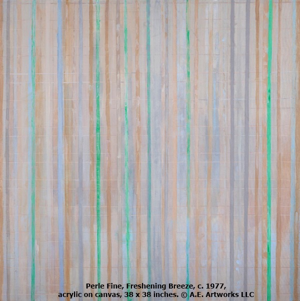 Perle Fine, Freshening Breeze, c. 1977, acrylic on canvas, 38 x 38 inches. © A.E. Artworks LLC