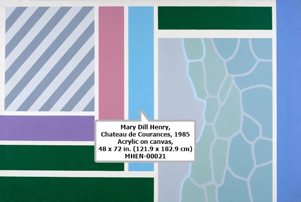 click to enlarge- double click to reduce Mary Dill Henry, Chateau de Courances, 1985 Acrylic on canvas, 48 x 72 in. (121.9 x 182.9 cm) MHEN-00021