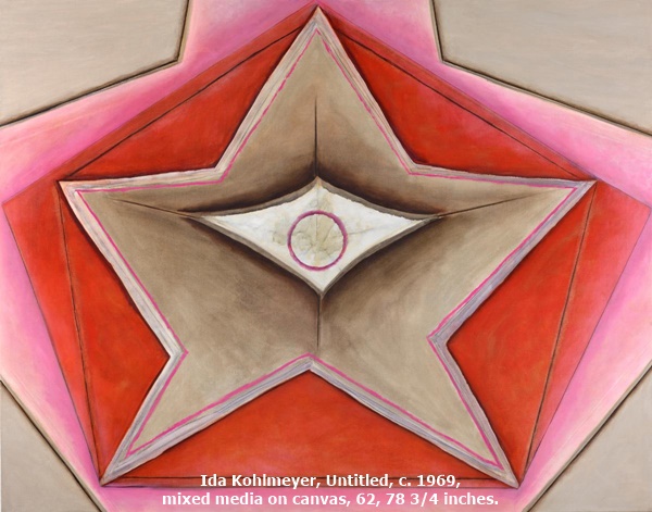 click to enlarge- double click to reduce Ida Kohlmeyer, Untitled, c. 1969, mixed media on canvas, 62, 78 3/4 inches.