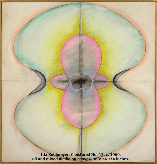 click to enlarge- double click to reduce Ida Kohlmeyer, Cloistered No. 12, c. 1960, oil and mixed media on canvas, 36 x 34 3/4 inches.