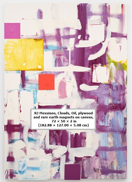 click to enlarge- double click to reduce RJ Messineo, Clouds, Oil, plywood and rare earth magnets on canvas, 72 × 50 × 2 in (182.88 × 127.00 × 5.08 cm)