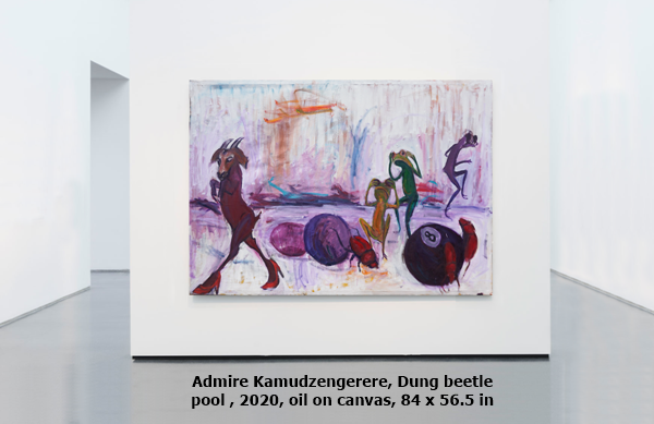 click to enlarge- double click to reduce Admire Kamudzengerere, Dung beetle pool , 2020, oil on canvas, 84 x 56.5 in