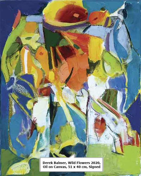 click to enlarge- double click to reduce Derek Balmer, Wild Flowers
2020, Oil on Canvas, 51 x 40 cm, Signed