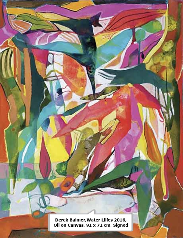 click to enlarge- double click to reduce Derek Balmer,Water Lilies
2016, Oil on Canvas, 91 x 71 cm, Signed