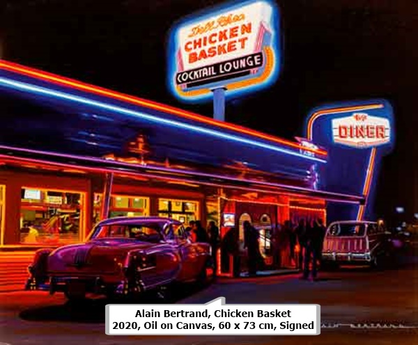 click to enlarge- double click to reduce Alain Bertrand, Chicken Basket
2020, Oil on Canvas, 60 x 73 cm, Signed