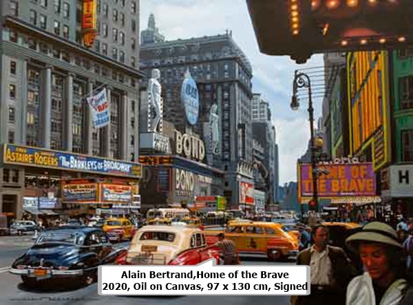 click to enlarge- double click to reduce Alain Bertrand,Home of the Brave
2020, Oil on Canvas, 97 x 130 cm, Signed