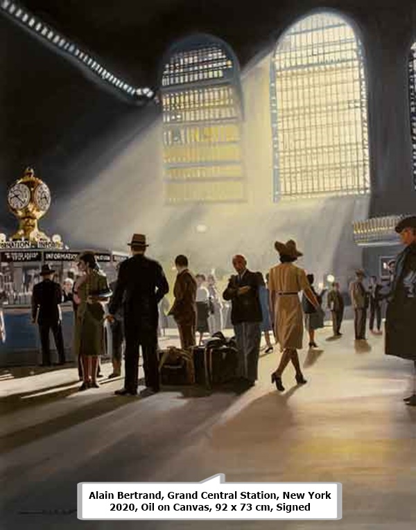 click to enlarge- double click to reduce Alain Bertrand, Grand Central Station, New York
2020, Oil on Canvas, 92 x 73 cm, Signed
