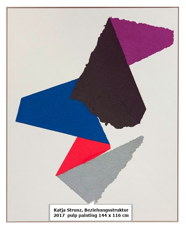click to enlarge- double click to reduce Katja Strunz, Beziehungsstruktur 2017 pulp painting 144 x 116 cm