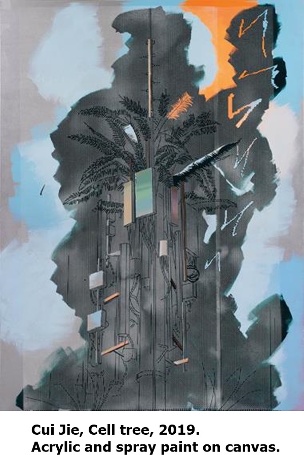 Cui Jie, Cell tree, 2019.
Acrylic and spray paint on canvas.