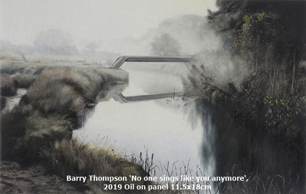 Barry Thompson 'No one sings like you anymore', 2019 Oil on panel 11.5x18cm