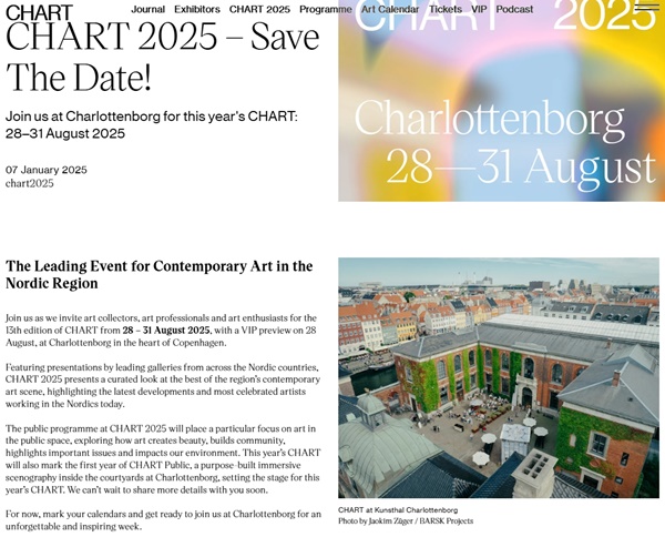 36 galleries at Chart Art Fair 2025 Copenhagen, DENMARK - 28 > 31 August, 2025 @ChartArtFair