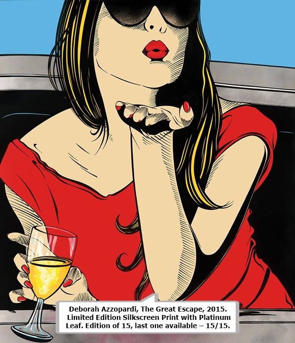 click to enlarge- double click to reduce Deborah Azzopardi, The Great Escape, 2015. Limited Edition Silkscreen Print with Platinum Leaf. Edition of 15, last one available – 15/15.