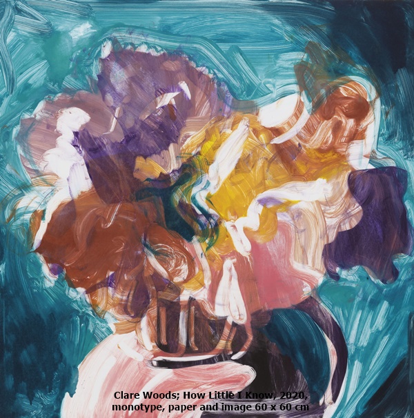 Clare Woods; How Little I Know, 2020, monotype, paper and image 60 x 60 cm