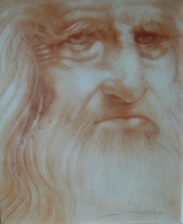 Leonardo, 2013, carta vetrata e terracotta su tavola, cm. 30x25 Luca Battiston