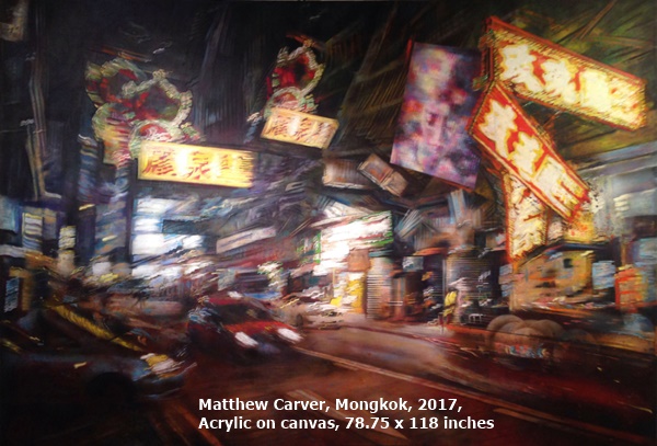 click to enlarge- double click to reduce Matthew Carver Mongkok, 2017, Acrylic on canvas, 78.75 x 118 inches