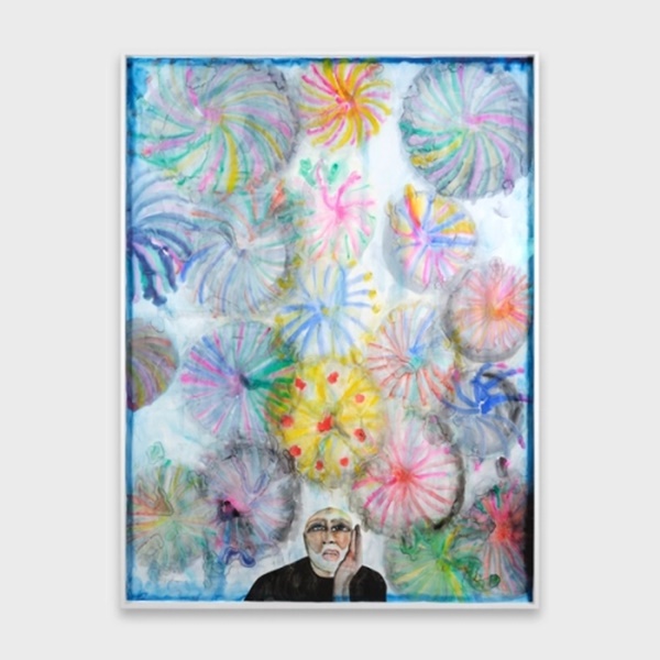 click to enlarge- double click to reduce Francesco Clemente Fireworks Watercolor on paper 79¾ × 59¾ inches (202.6 × 151.8 cm)