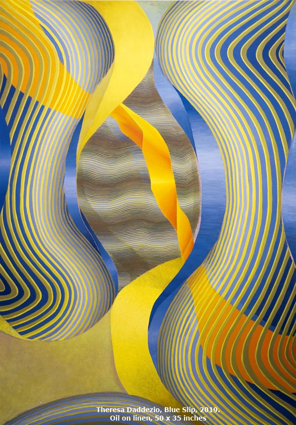 click to enlarge- double click to reduce Theresa Daddezio, Blue Slip, 2019. Oil on linen, 50 x 35 inches