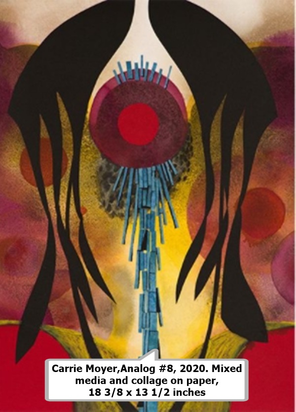 click to enlarge- double click to reduce Carrie Moyer,Analog #8, 2020. Mixed media and collage on paper, 18 3/8 x 13 1/2 inches