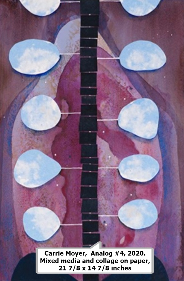 click to enlarge- double click to reduce Carrie Moyer, Analog #4, 2020. Mixed media and collage on paper, 21 7/8 x 14 7/8 inches