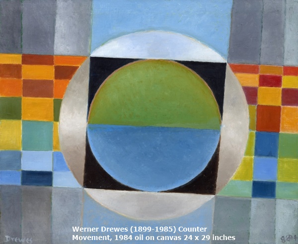click to enlarge- double click to reduce Werner Drewes (1899-1985) Counter
Movement, 1984 oil on canvas 24 x 29 inches