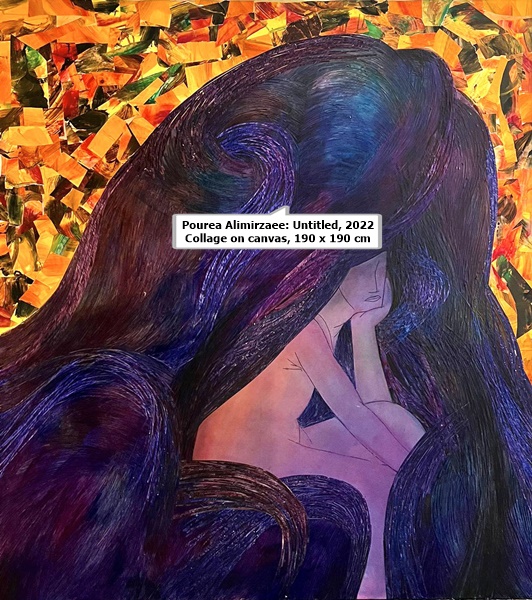 Pourea Alimirzaee: Untitled, 2022
Collage on canvas, 190 x 190 cm