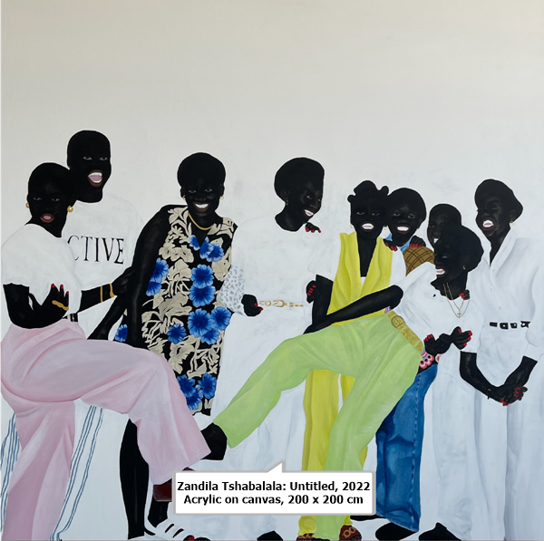 click to enlarge- double click to reduce Zandila Tshabalala: Untitled, 2022
Acrylic on canvas, 200 x 200 cm