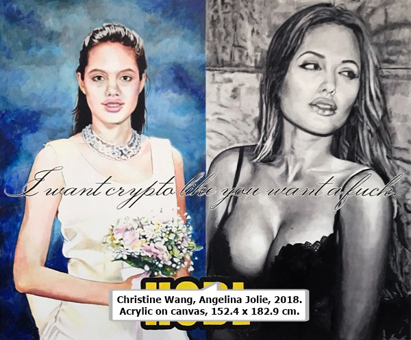 click to enlarge- double click to reduce Christine Wang, Angelina Jolie, 2018. Acrylic on canvas, 152.4 x 182.9 cm.