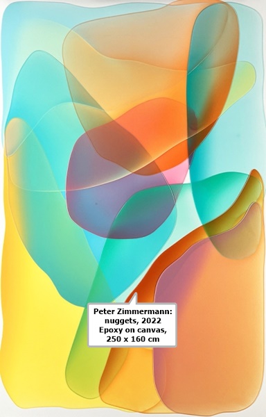 click to enlarge- double click to reduce Peter Zimmermann: nuggets, 2022
Epoxy on canvas, 250 x 160 cm