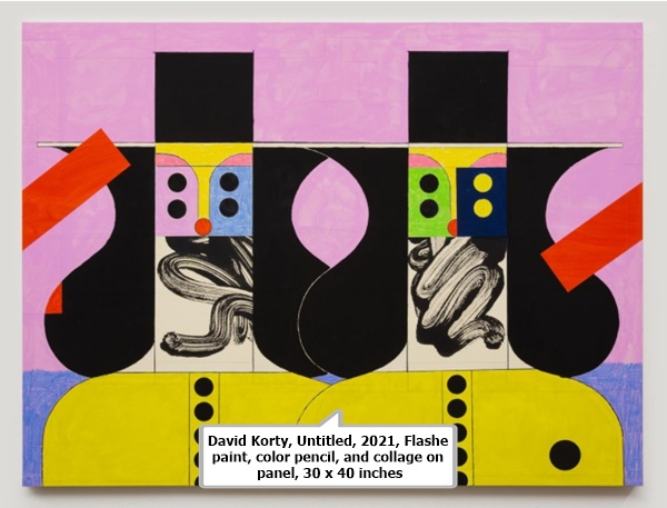 David Korty, Untitled, 2021, Flashe paint, color pencil, and collage on panel, 30 x 40 inches