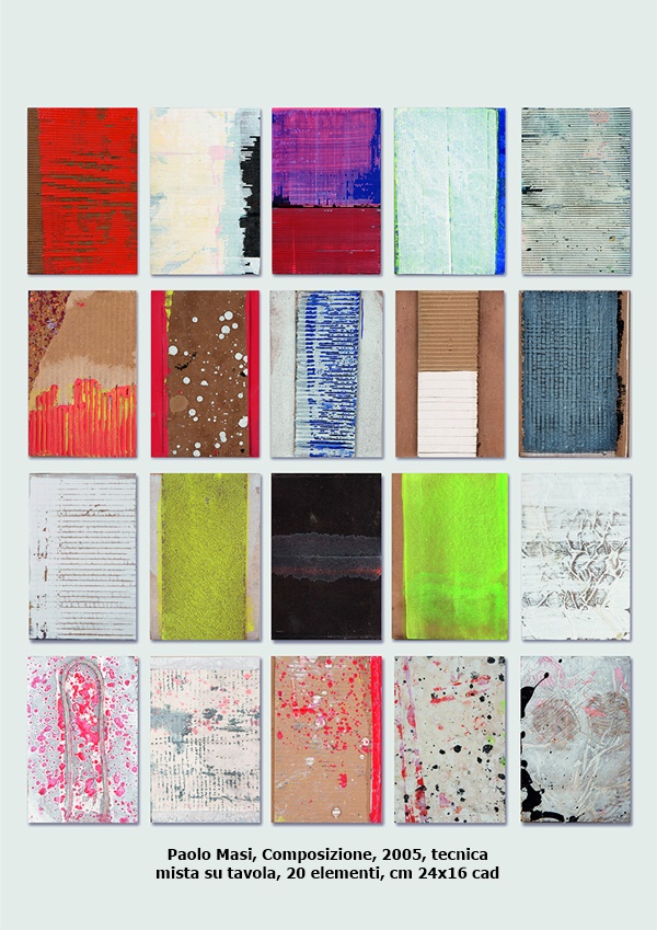 click to enlarge- double click to reduce Paolo Masi, Composizione, 2005, tecnica mista su tavola, 20 elementi, cm 24x16 cad