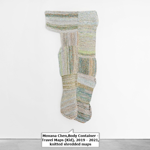 click to enlarge- double click to reduce Movana Chen,Body Container - Travel Maps (Kid), 2019 - 2021, knitted shredded maps
