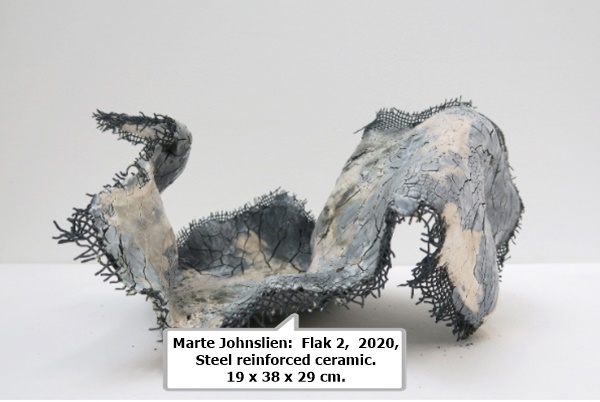 click to enlarge- double click to reduce Marte Johnslien: Flak 2, 2020, Steel reinforced ceramic. 19 x 38 x 29 cm.