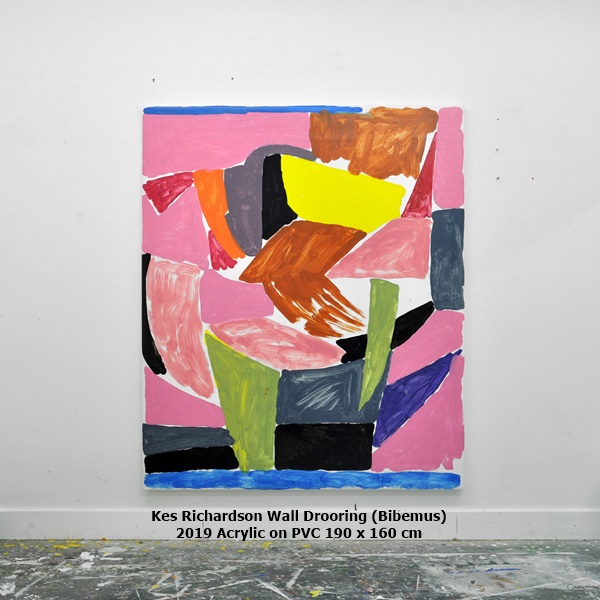 click to enlarge- double click to reduce Kes Richardson Wall Drooring (Bibemus)
2019 Acrylic on PVC 190 x 160 cm