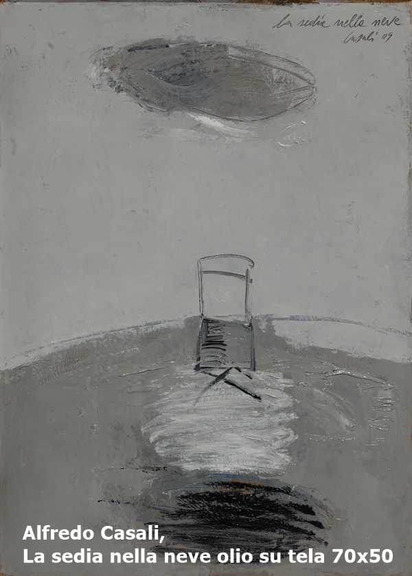 Alfredo Casali, La sedia nella neve_olio su tela_70x50