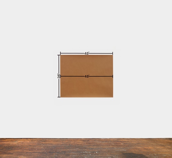 click to enlarge- double click to reduce 48" Standards (#1), 1969/2024, brown paper stapled to wall, vinyl, 38 3/4 x 50 3/4 inches
