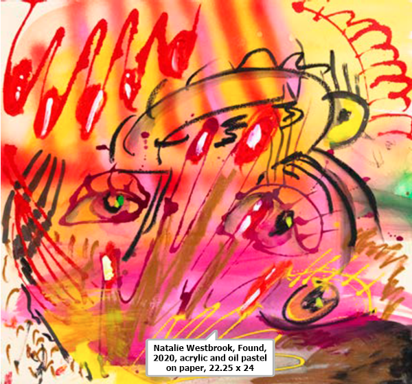 click to enlarge- double click to reduce Natalie Westbrook, Found, 2020, acrylic and oil pastel on paper, 22.25 x 24