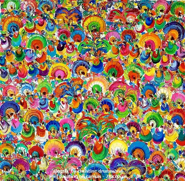 click to enlarge- double click to reduce 'alegria' by christine drummond - oil painting on canvas - 70x70cm
