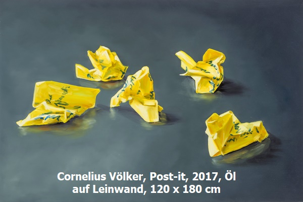 click to enlarge- double click to reduce Cornelius Völker, Post-it, 2017, Öl auf Leinwand, 120 x 180 cm