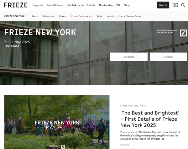 click to enlarge- double click to reduce 67 galleries at Frieze Art Fair 2025, New York U.S.A. - May 7 > 11, 2025 @friezeofficial