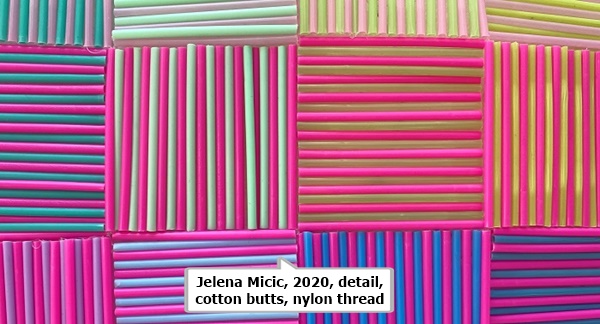 Jelena Micić, 2020, detail, cotton butts, nylon thread