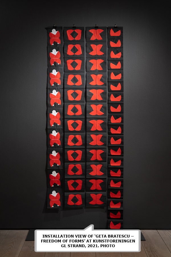 click to enlarge- double click to reduce
INSTALLATION VIEW OF ‘GETA BRATESCU – FREEDOM OF FORMS’ AT KUNSTFORENINGEN GL STRAND, 2021. PHOTO