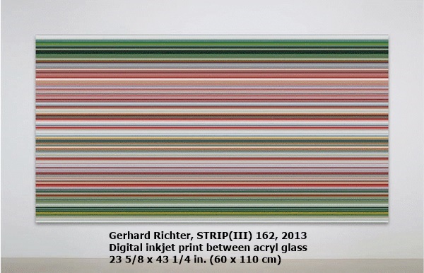 Gerhard Richter
STRIP(III) 162, 2013
Digital inkjet print between acryl glass
23 5/8 x 43 1/4 in. (60 x 110 cm)