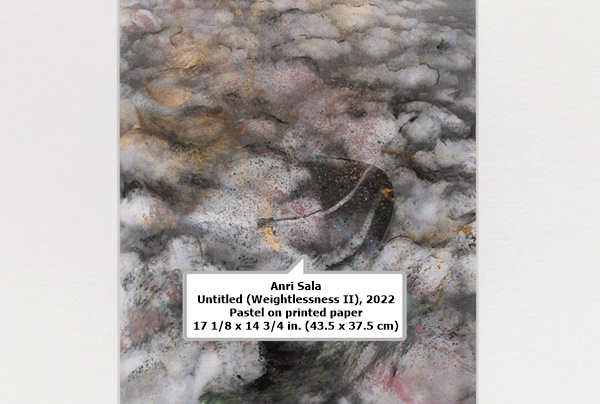 Anri Sala
Untitled (Weightlessness II), 2022
Pastel on printed paper
17 1/8 x 14 3/4 in. (43.5 x 37.5 cm)