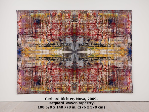 click to enlarge- double click to reduce Gerhard Richter, Musa, 2009. Jacquard-woven tapestry. 108 5/8 x 148 7/8 in. (276 x 378 cm).