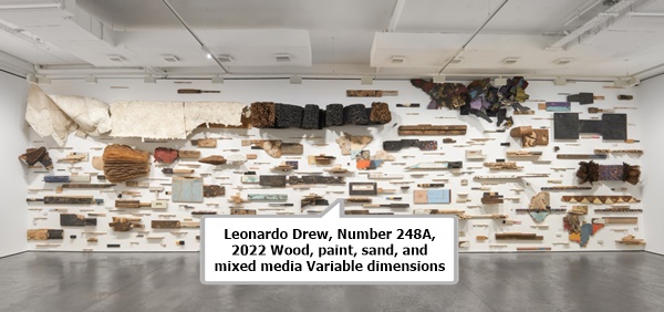 click to enlarge- double click to reduce Leonardo Drew, Number 248A, 2022
Wood, paint, sand, and mixed media
Variable dimensions