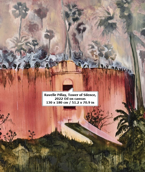 click to enlarge- double click to reduce Ravelle Pillay
Tower of Silence, 2022
Oil on canvas
130 x 180 cm / 51.2 x 70.9 in.