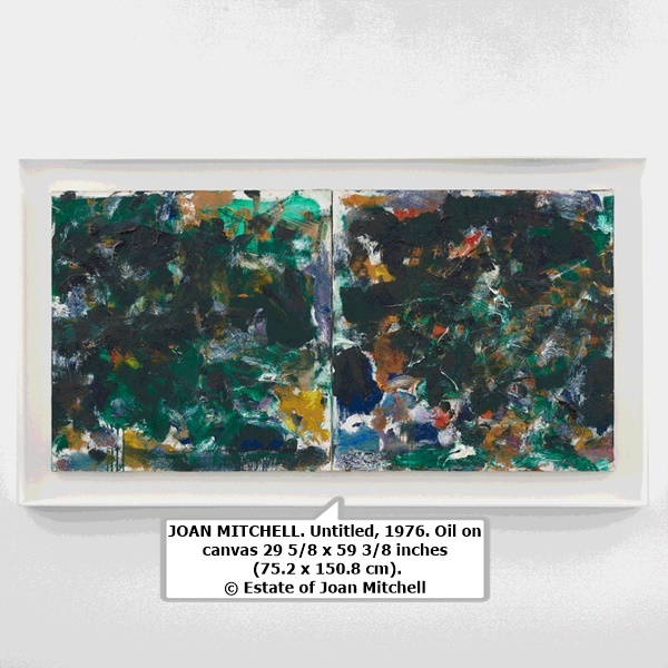JOAN MITCHELL. Untitled, 1976. Oil on canvas 29 5⁄8 x 59 3⁄8 inches (75.2 x 150.8 cm). © Estate of Joan Mitchell. 