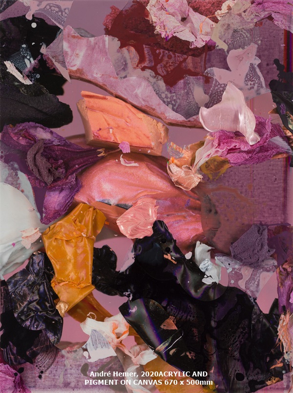 click to enlarge- double click to reduce André Hemer,
2020 ACRYLIC AND PIGMENT ON CANVAS 670 x 500mm