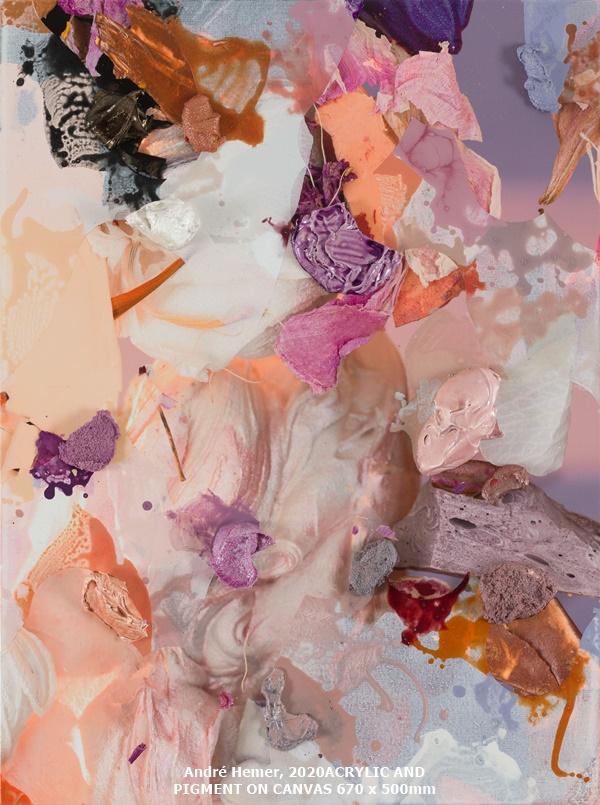click to enlarge- double click to reduce André Hemer,
2020 ACRYLIC AND PIGMENT ON CANVAS 670 x 500mm