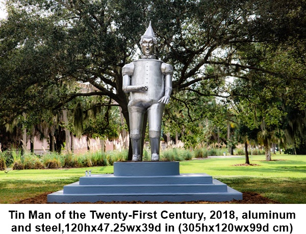 Tin Man of the Twenty-First Century, 2018, aluminum
and steel,120hx47.25wx39d in (305hx120wx99d cm)